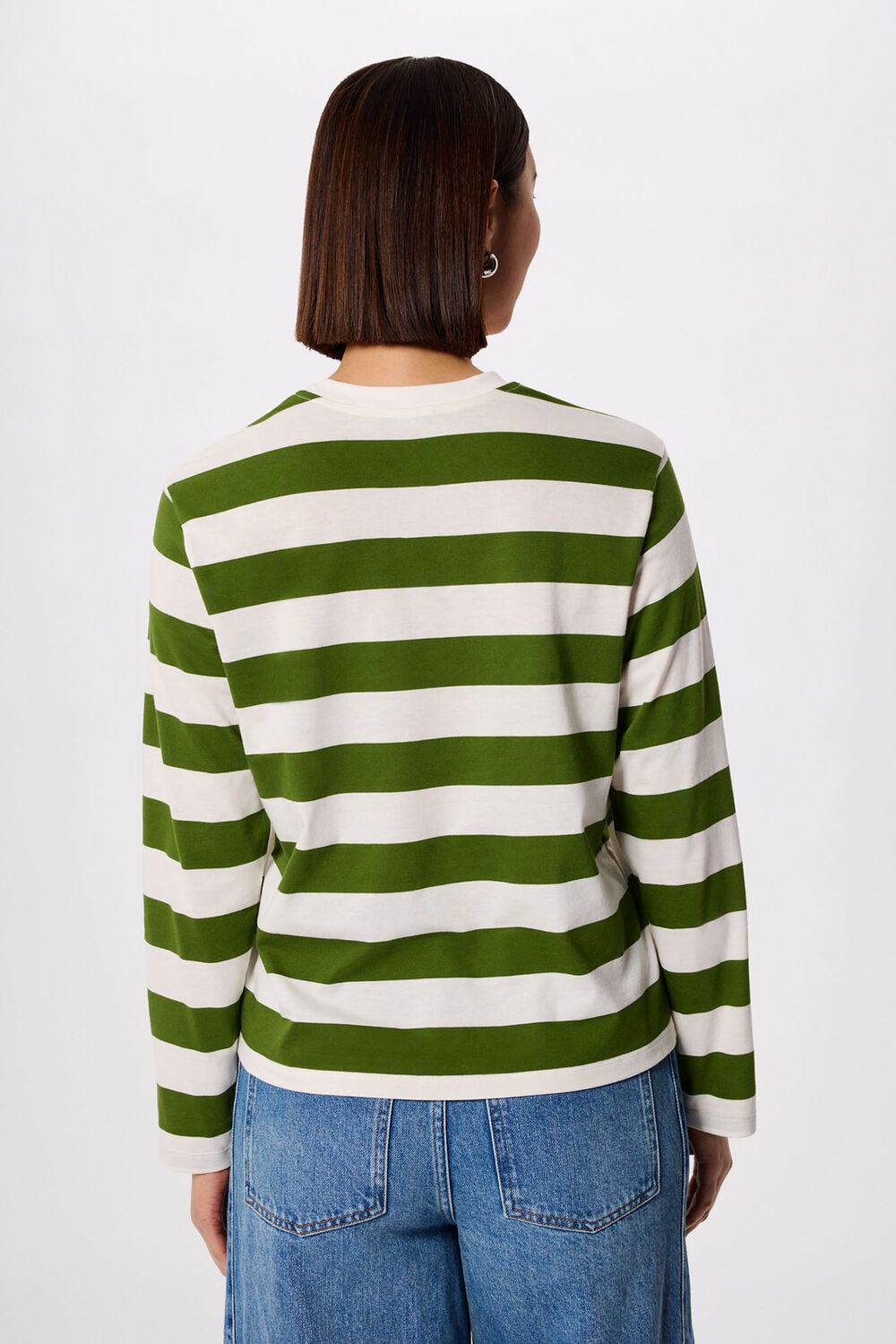 Green Relaxed Stripe Long Sleeve Tee