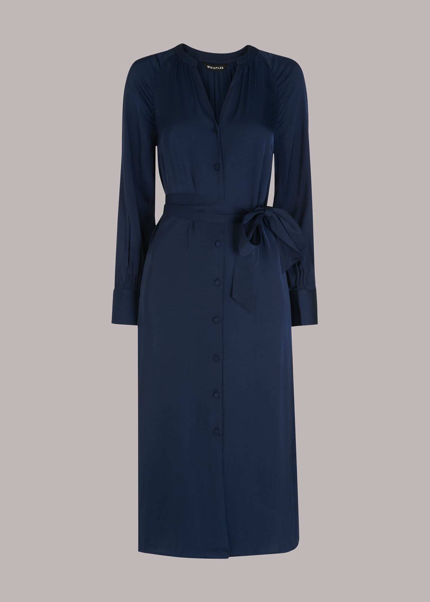 Navy Satin Shirt Dress WHISTLES Whistles