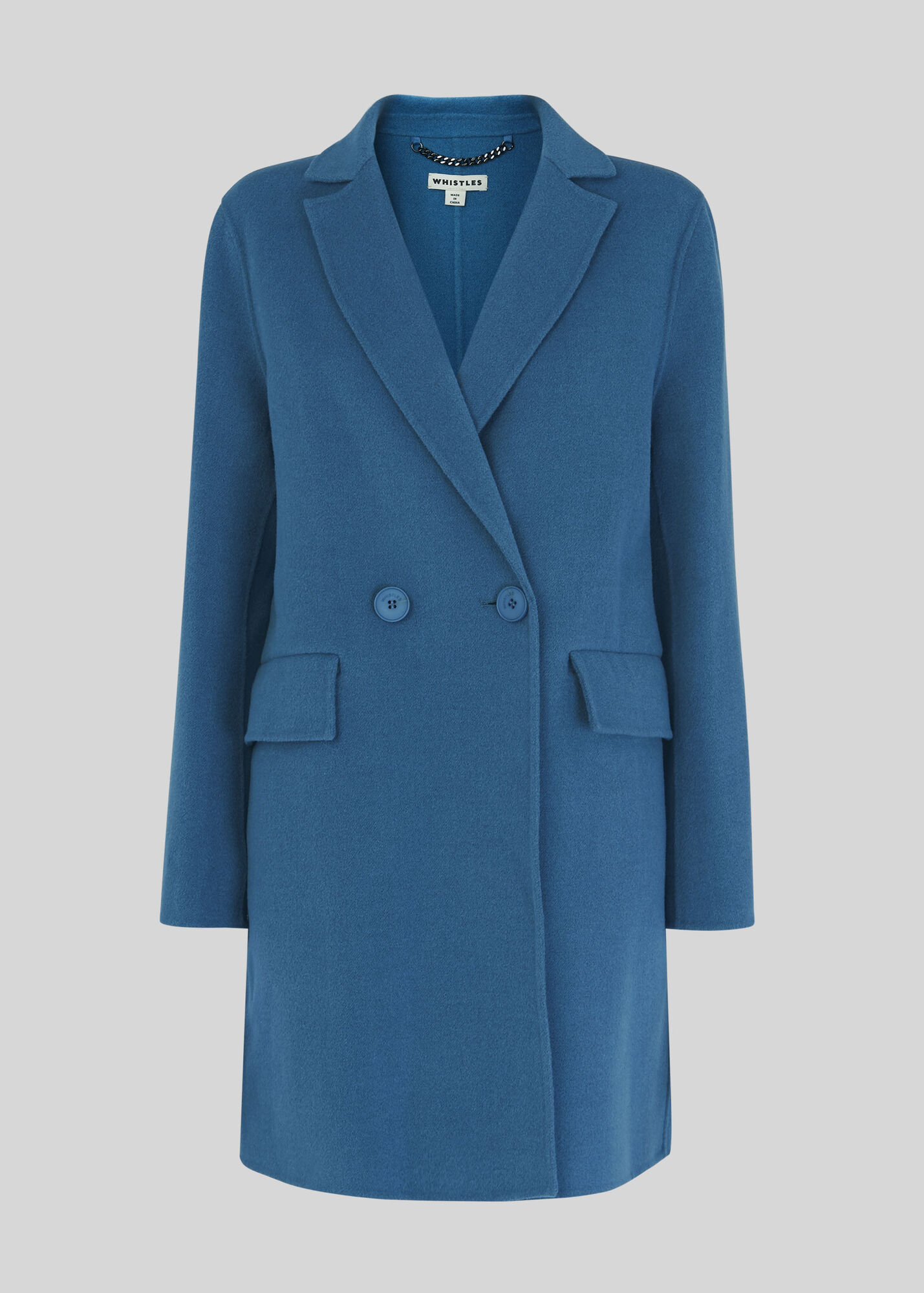 Blue Double Faced Wool Coat WHISTLES