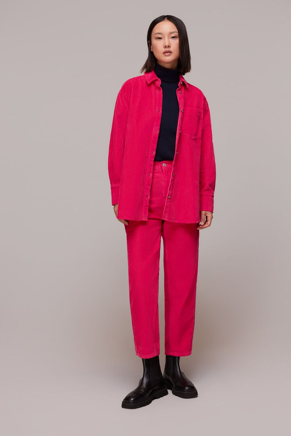 Pink Cord High Waist Barrel Jean