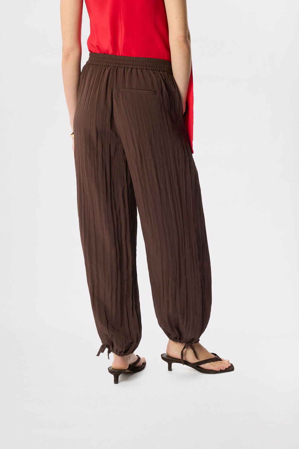Brown Balloon Tie Hem Trousers