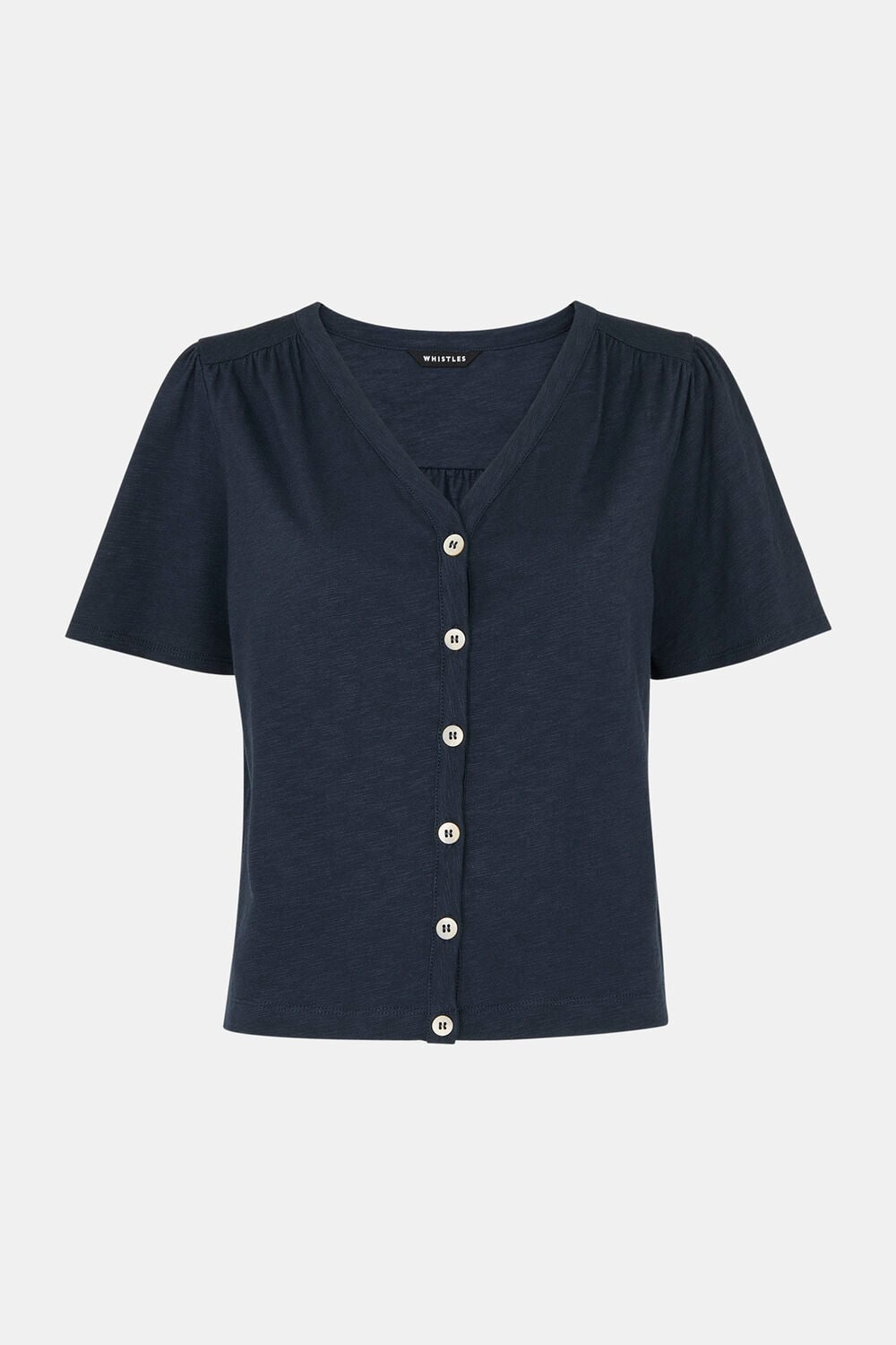 Maeve V Neck Button Front Tee