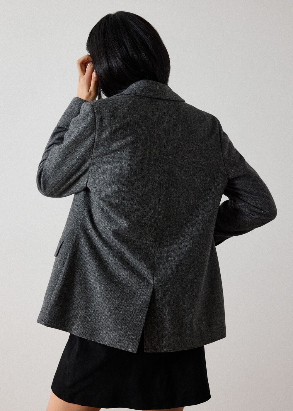 Herringbone Wool Blend Blazer
