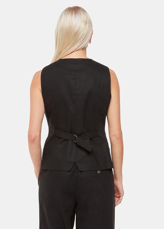 Black Petite Lindsey Linen Blend Waistcoat