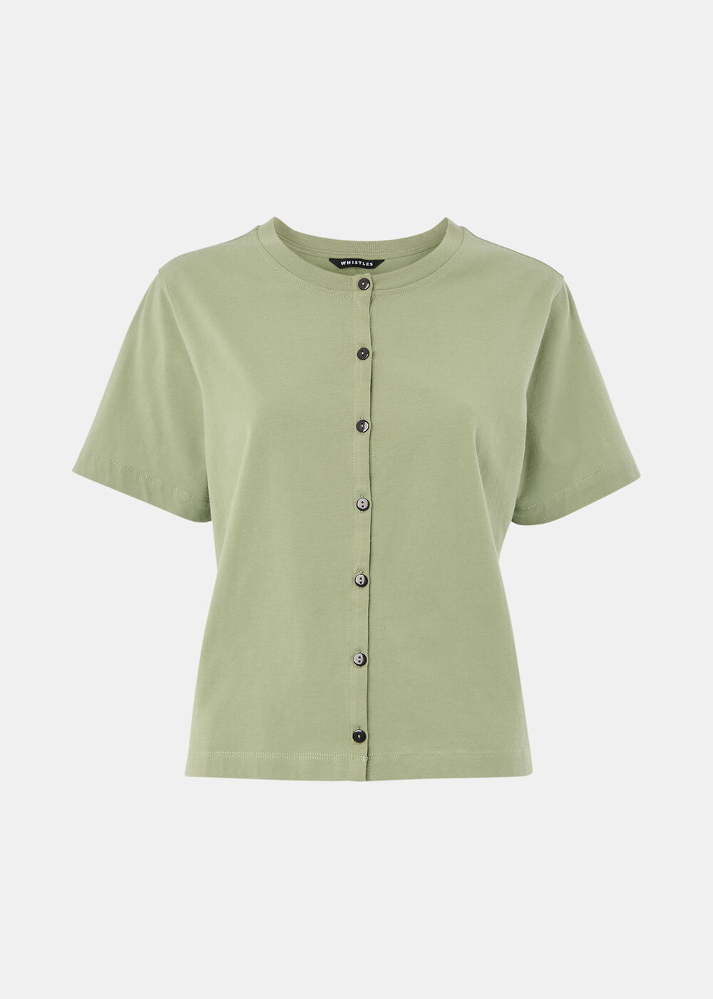 Round Neck Button Up Tee