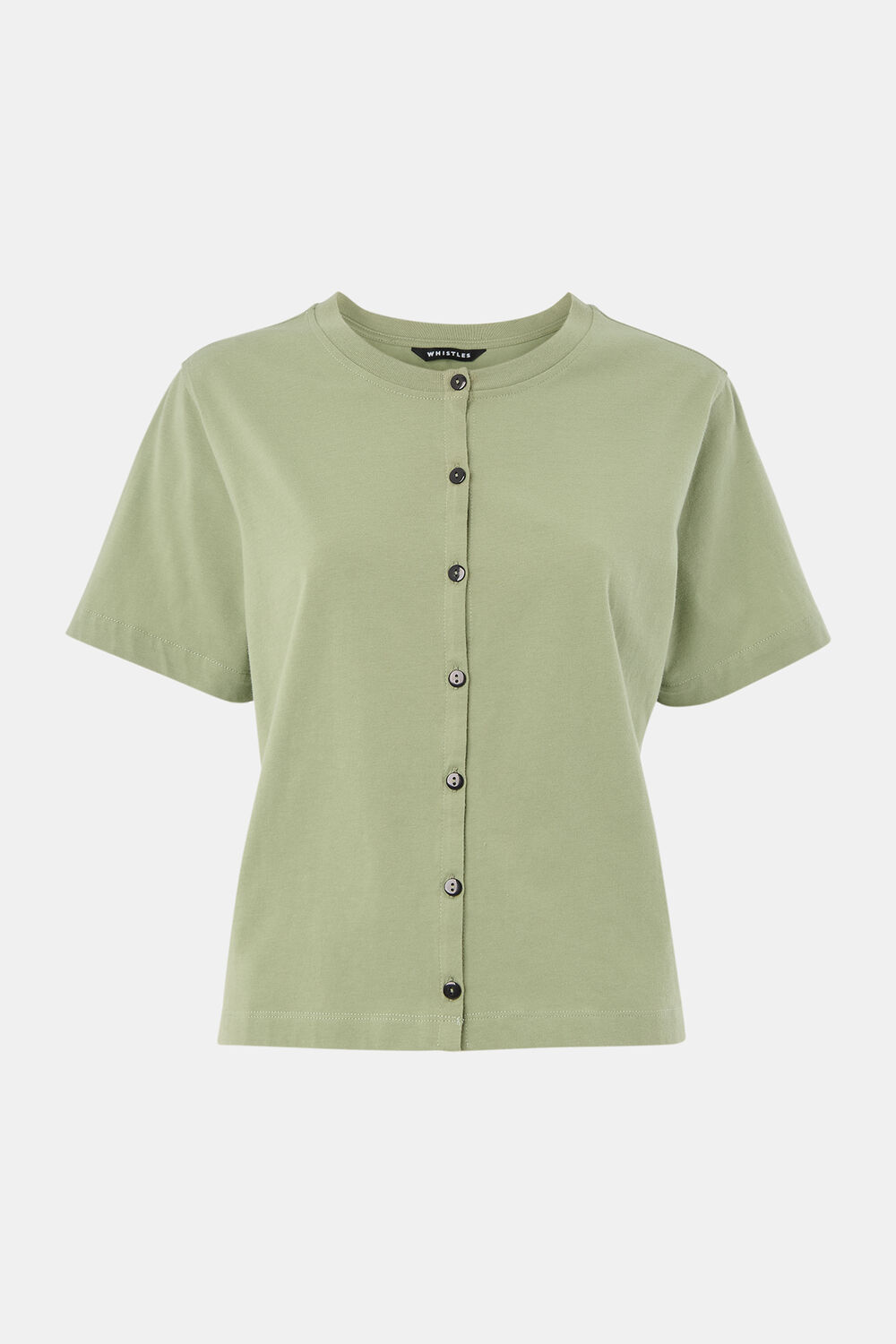 Round Neck Button Up Tee