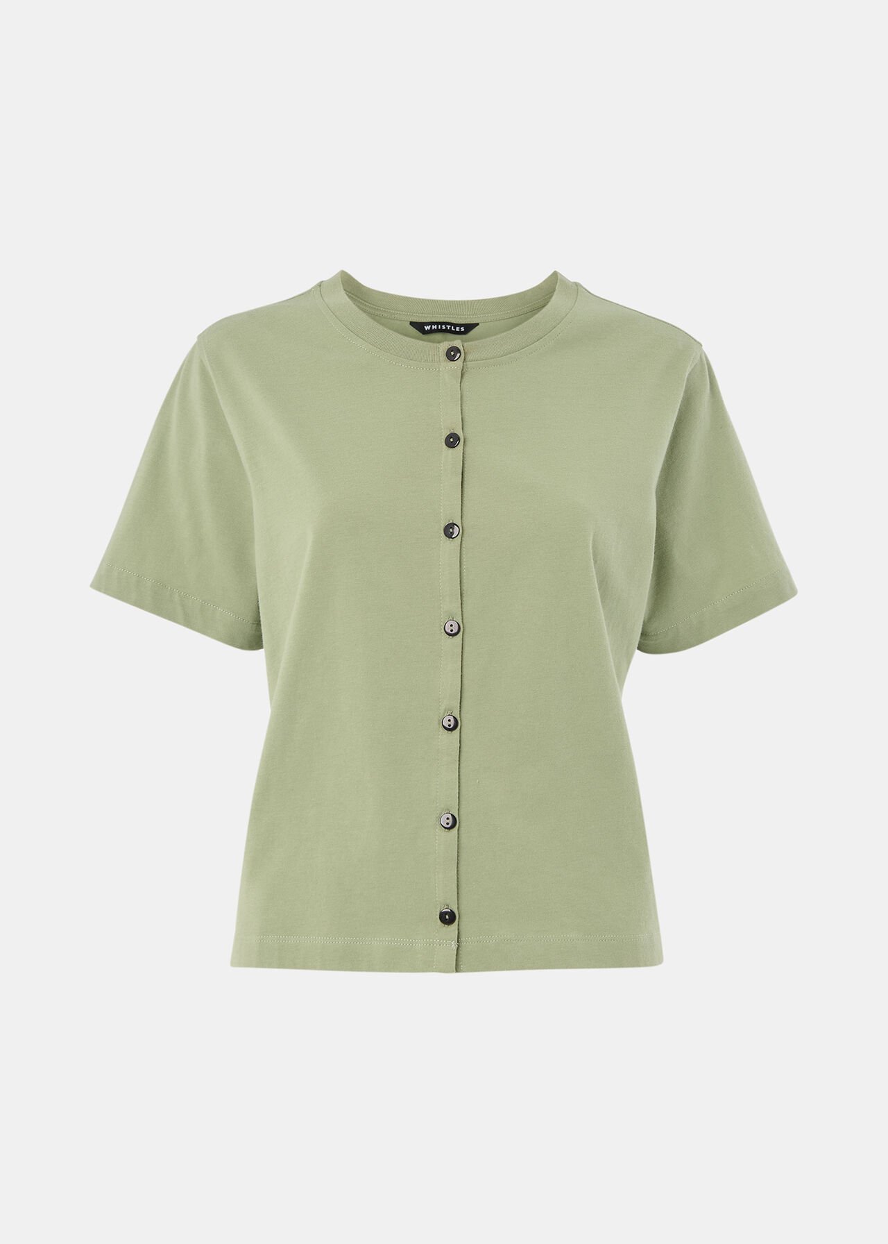 Round Neck Button Up Tee