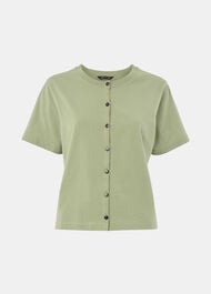 Round Neck Button Up Tee