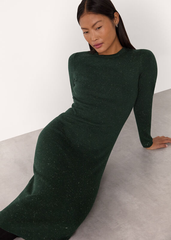 Dark Green Petite Annie Sparkle Knit Dress