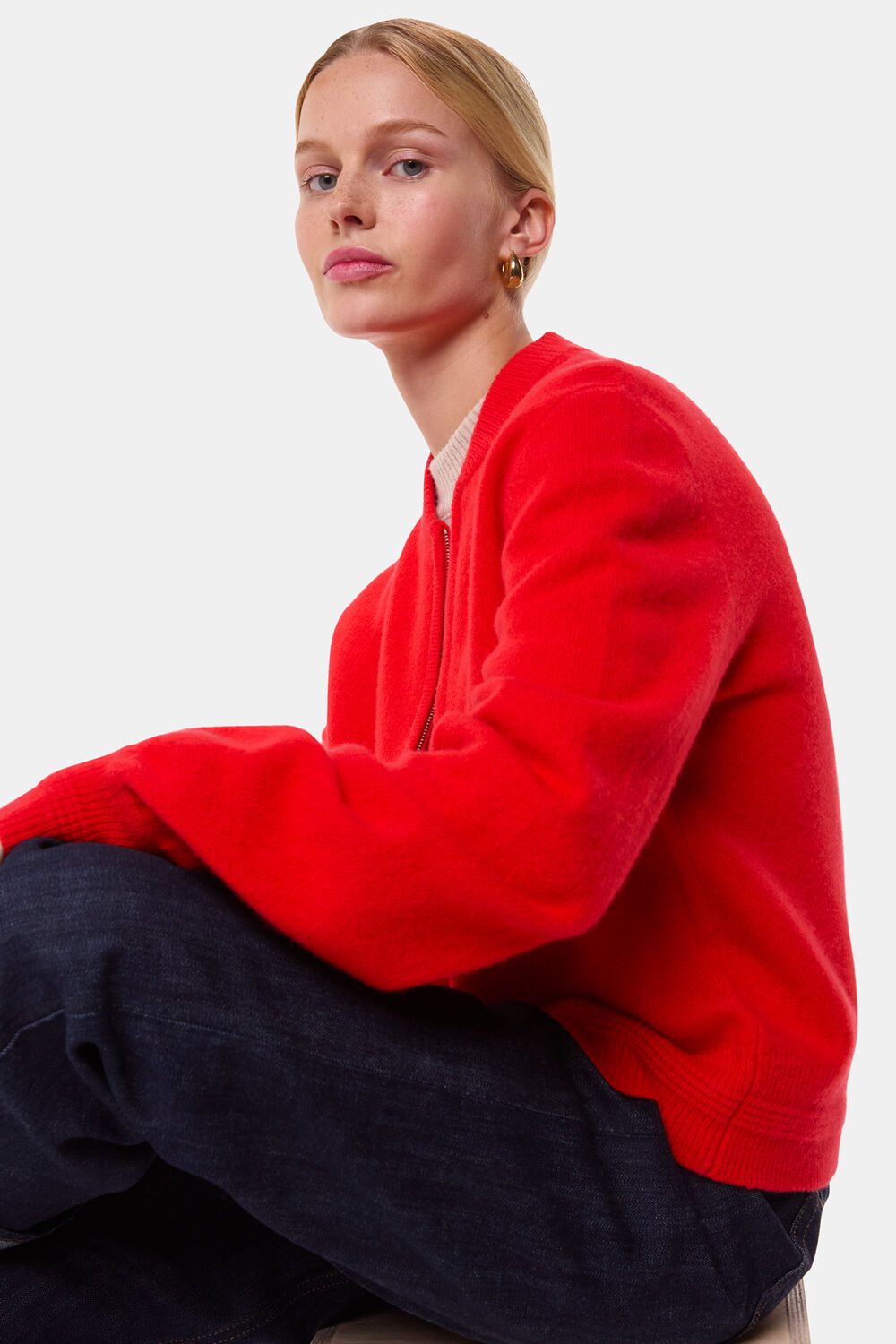 Zip Front Bomber Knit