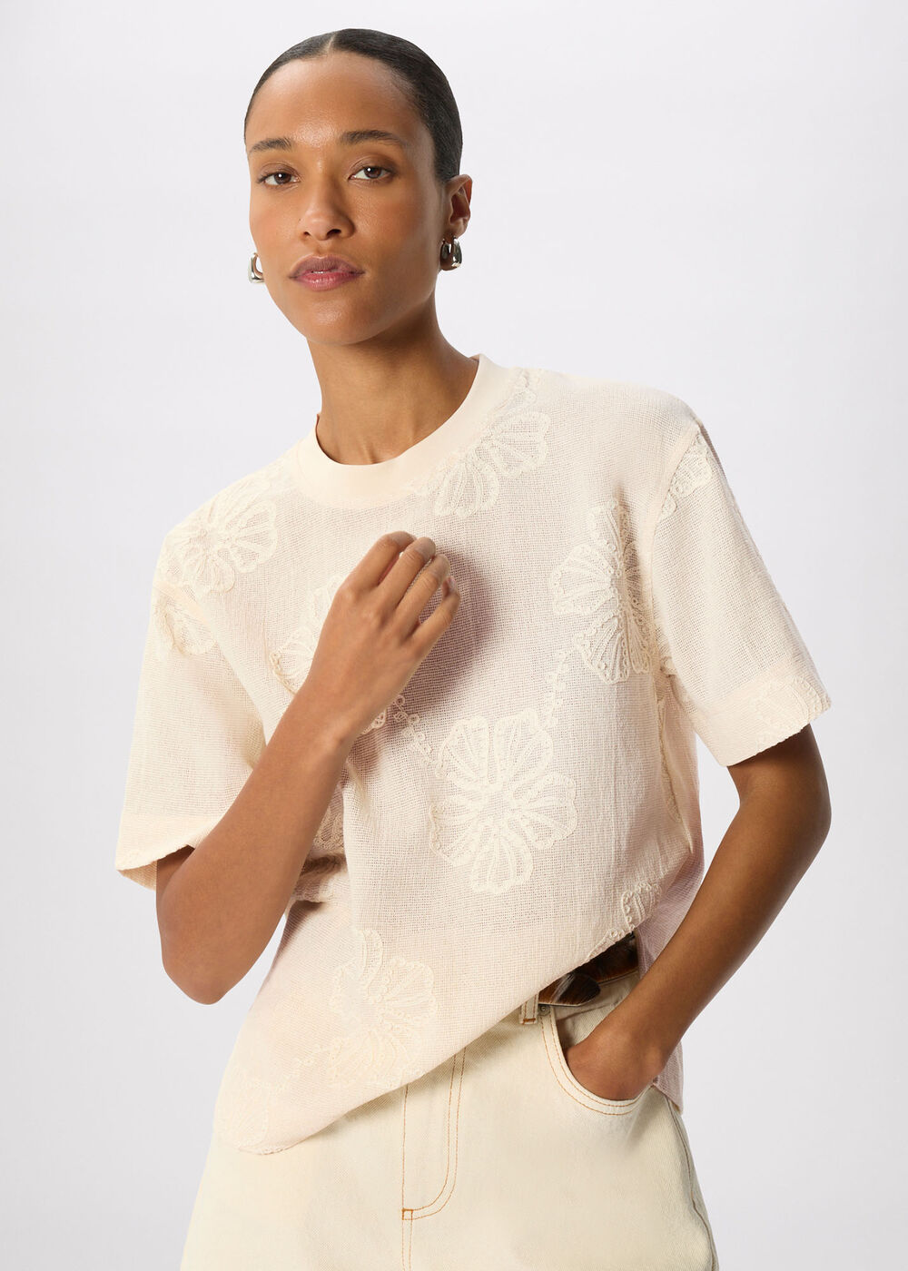 Textured Floral Jersey Top