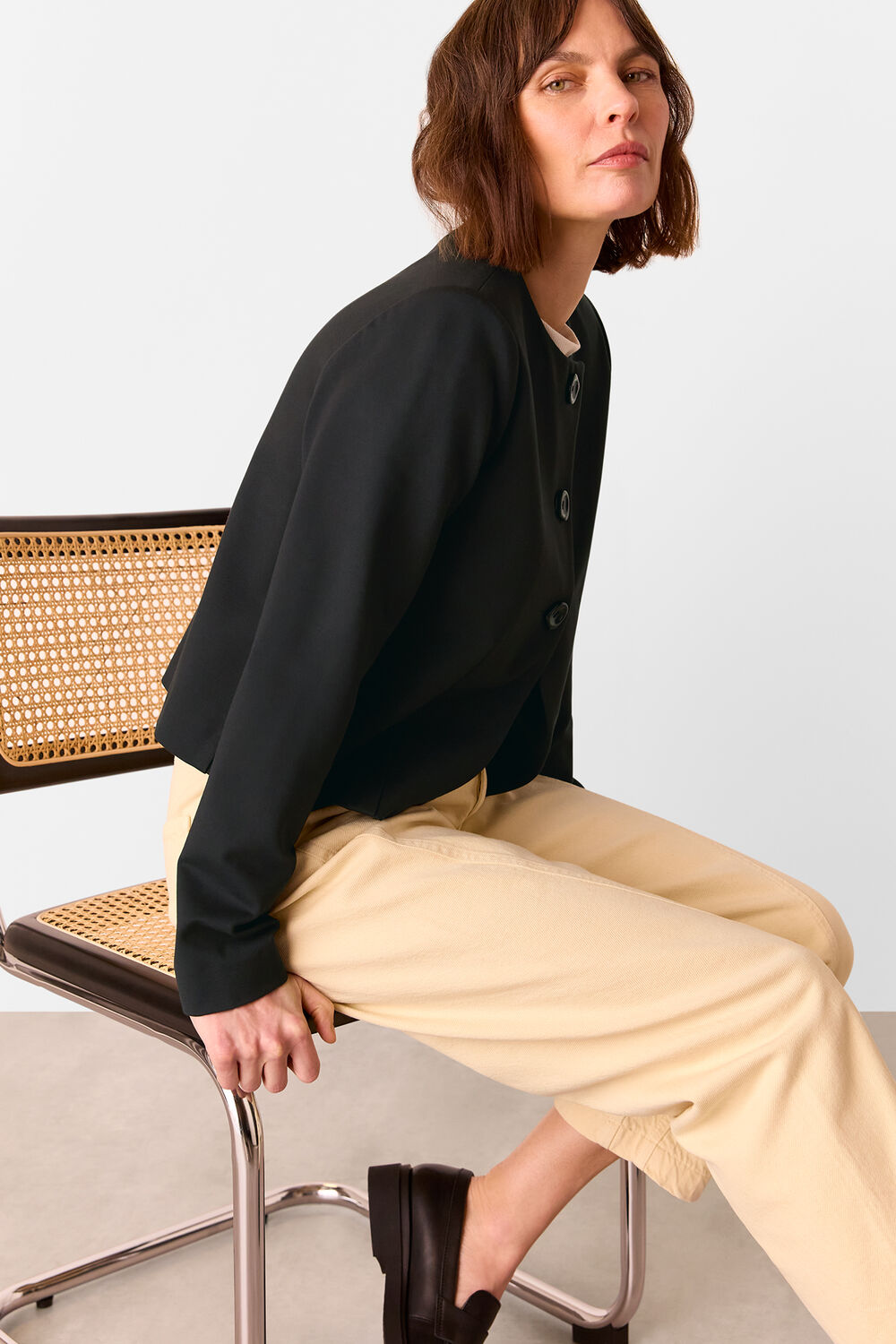 Black Anne Ponte Button Jacket