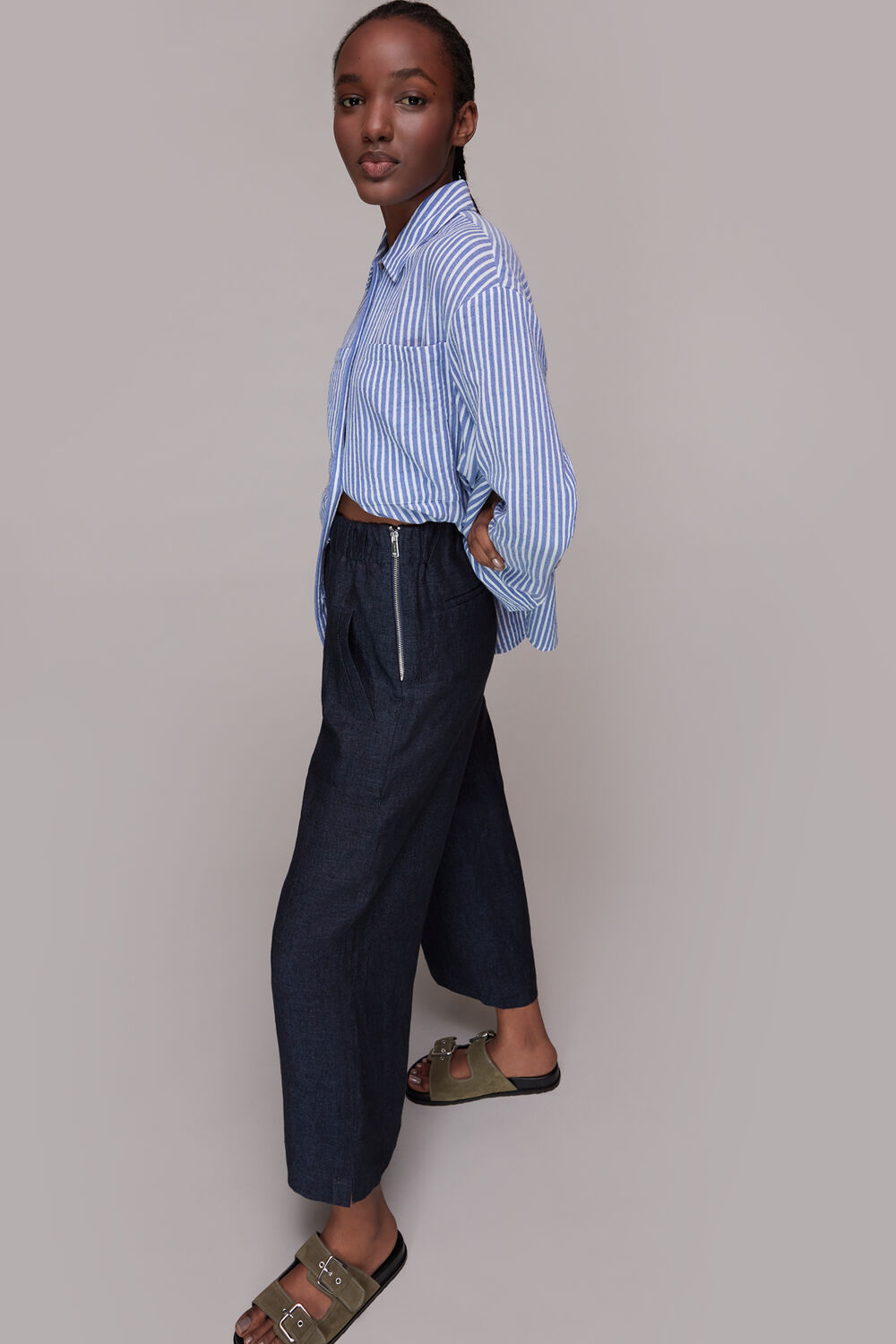 Navy Linen Indigo Trouser