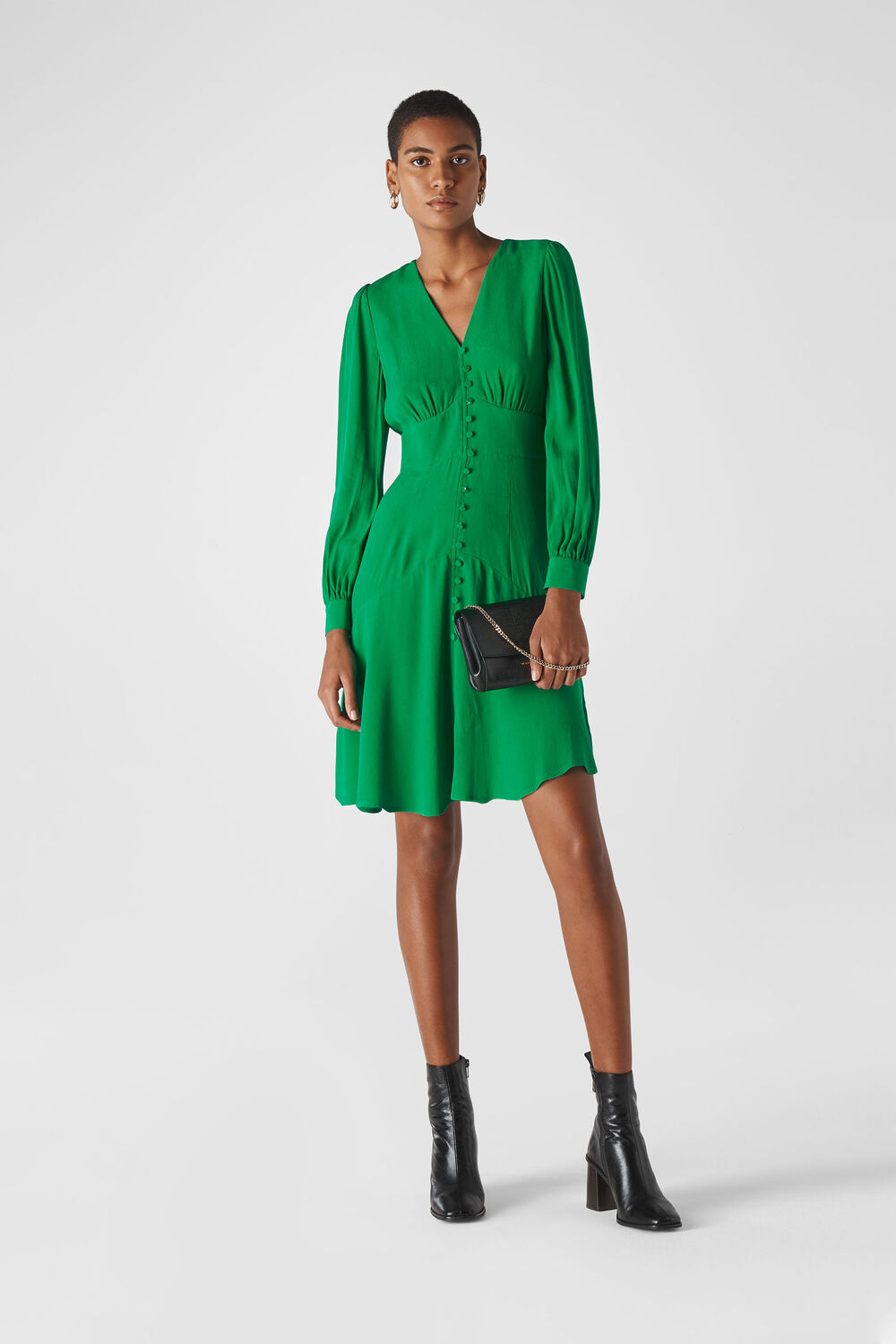 Green Short Button Through Dress