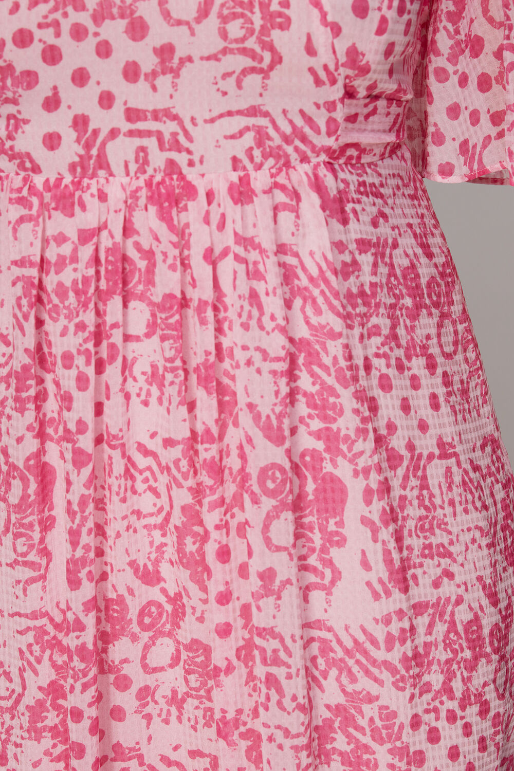 Pink Abstract Batik Midi Dress