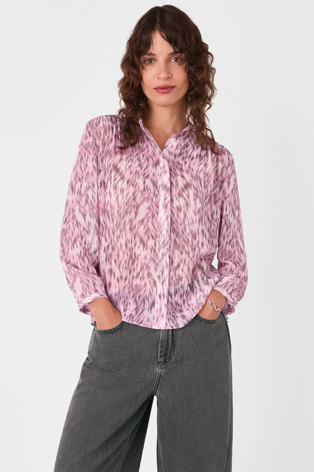 Leopard Pleat Detail Shirt