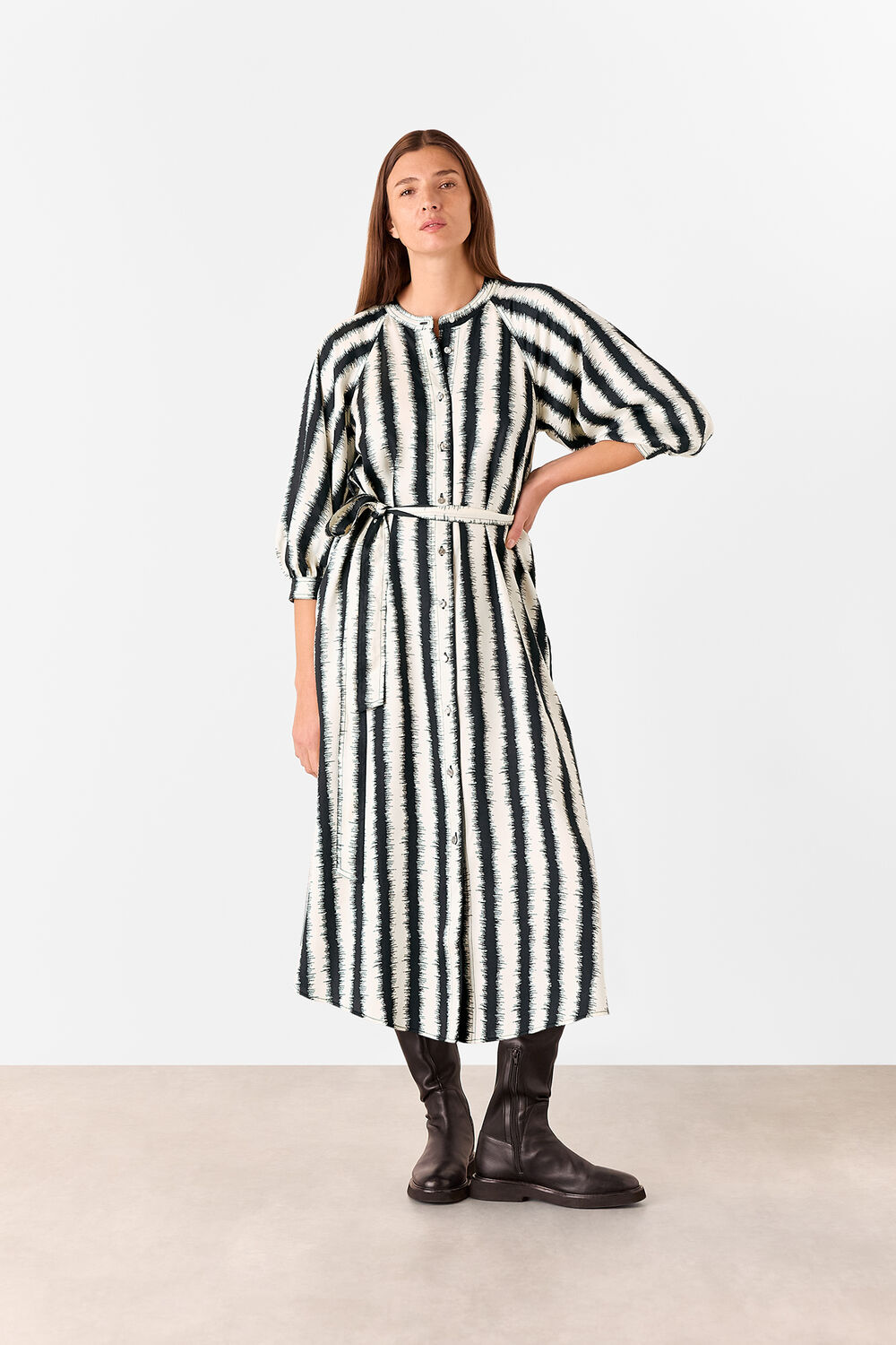 Ivory Hazy Stripe Mabel Dress