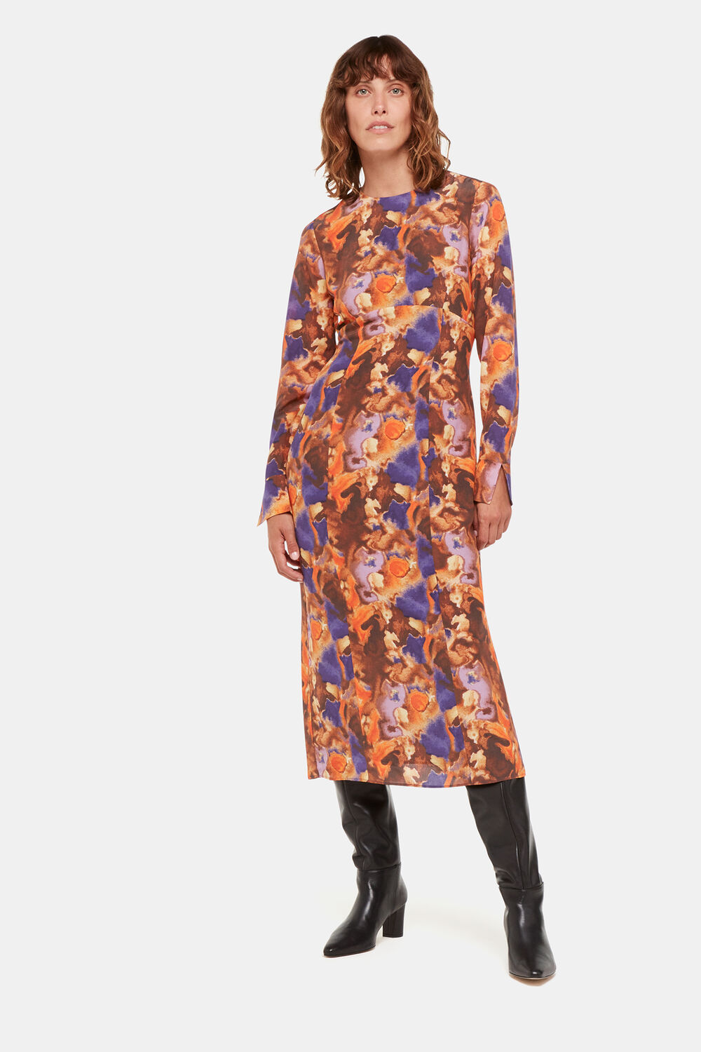 Multicolour Sprayed Texture Silk Dress