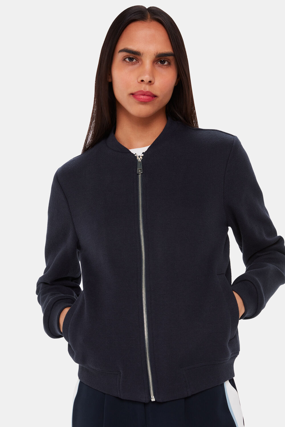 Navy Jersey Bomber Jacket