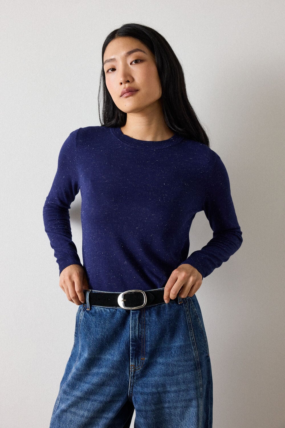 Navy Annie Sparkle Crew Neck