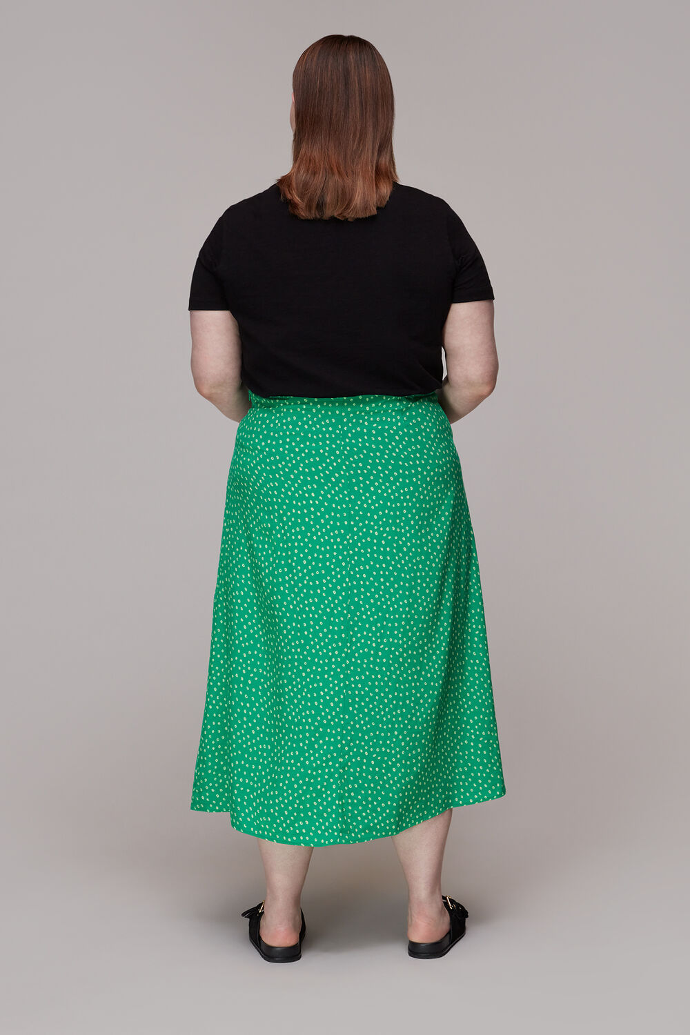 Spot Print Button Skirt