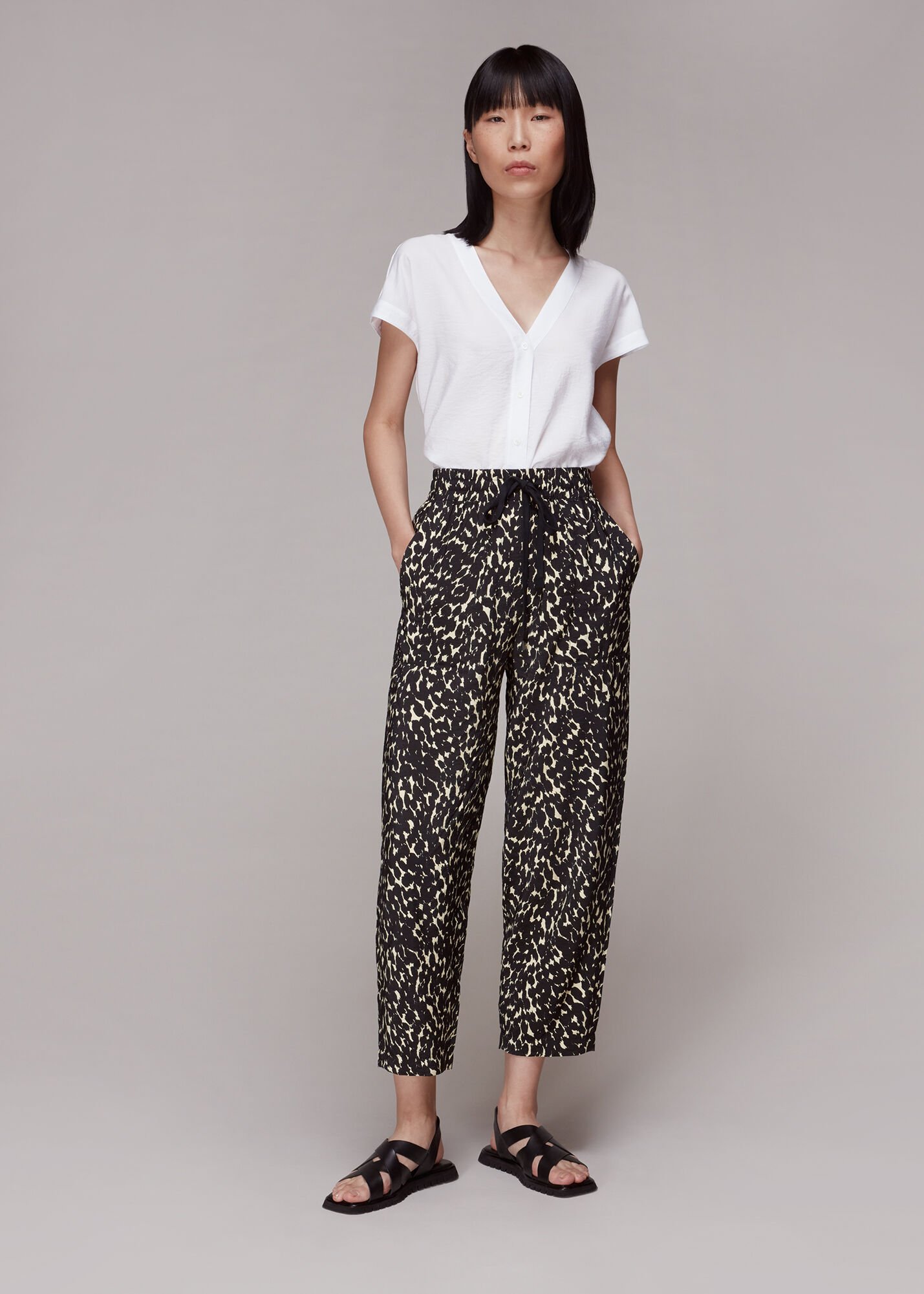 Floral Print Trousers with Insert Pockets