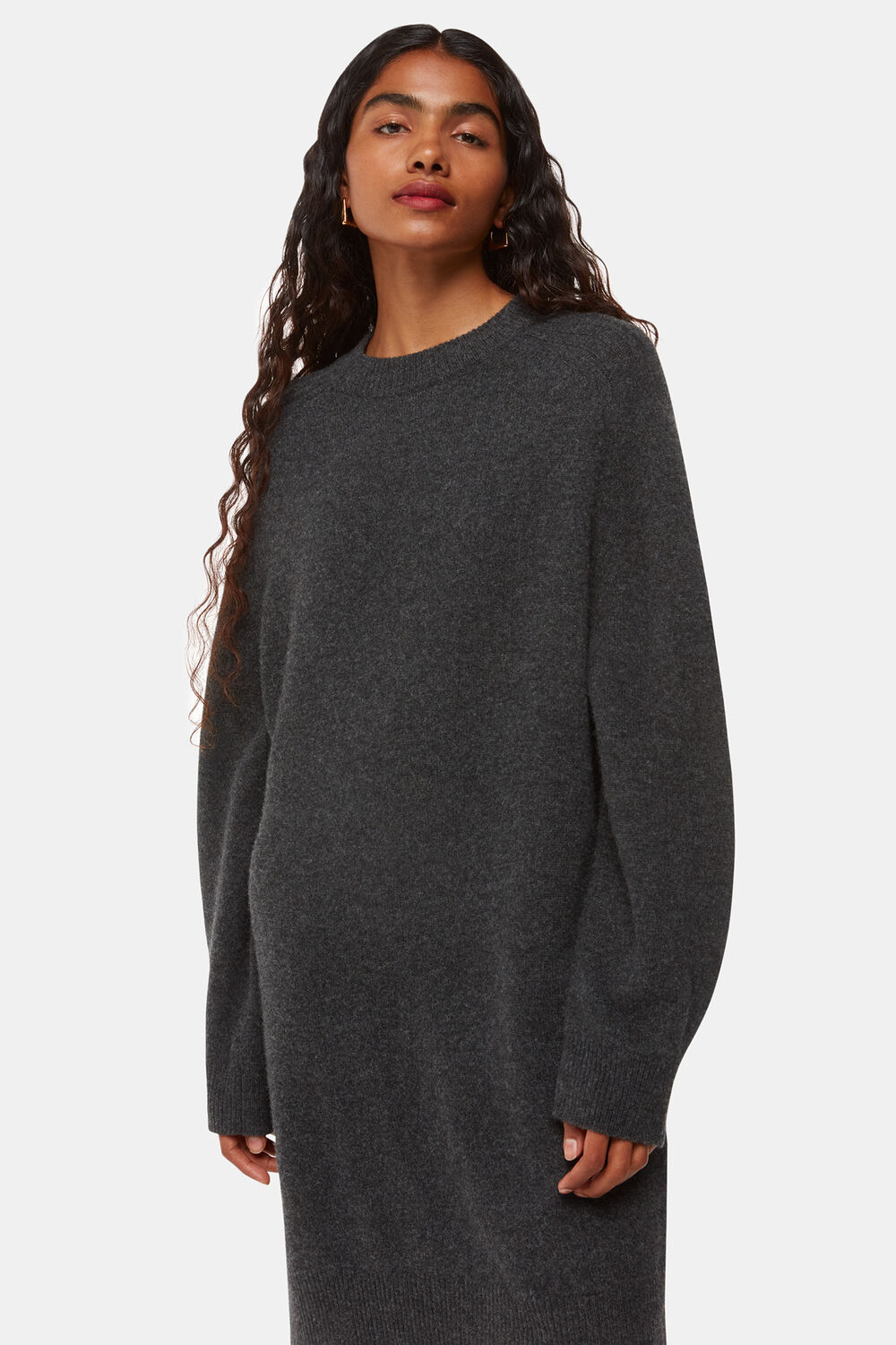 Grey Petite Ava Round Neck Knitted Dress