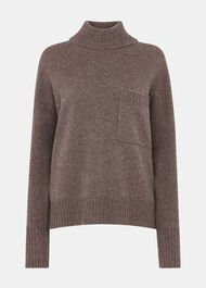 Wool Roll Neck Pocket Sweater