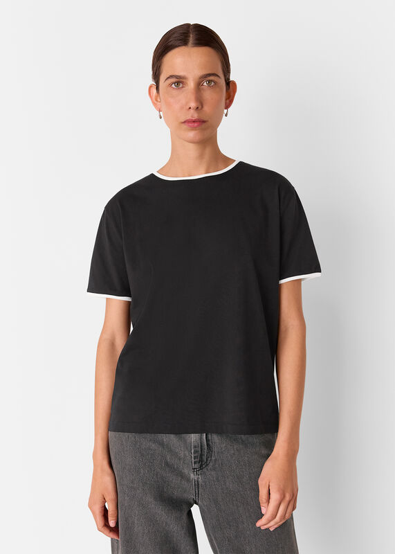 Black and White Contrast Piping Detail Tee