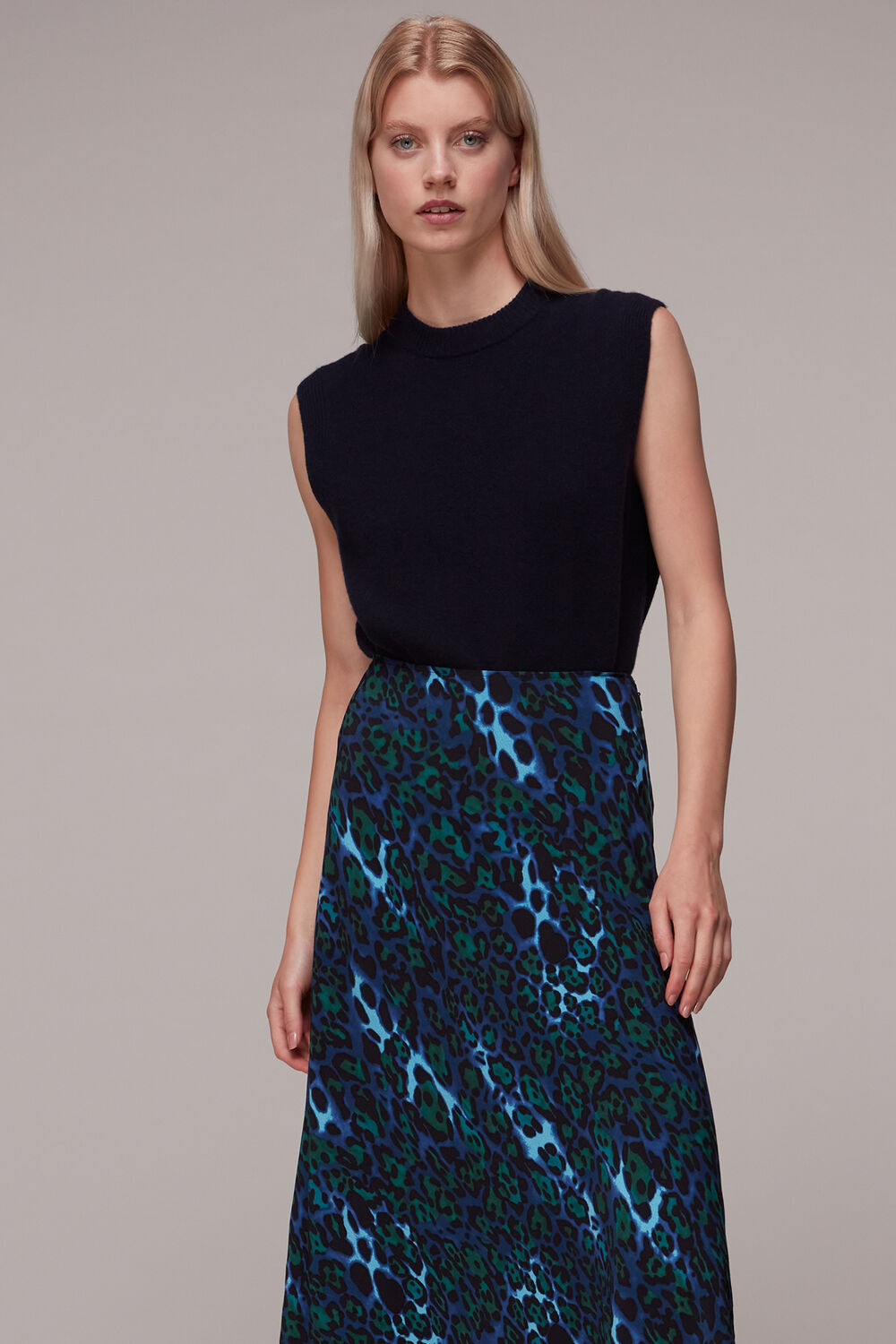 Night Cat Bias Cut Skirt