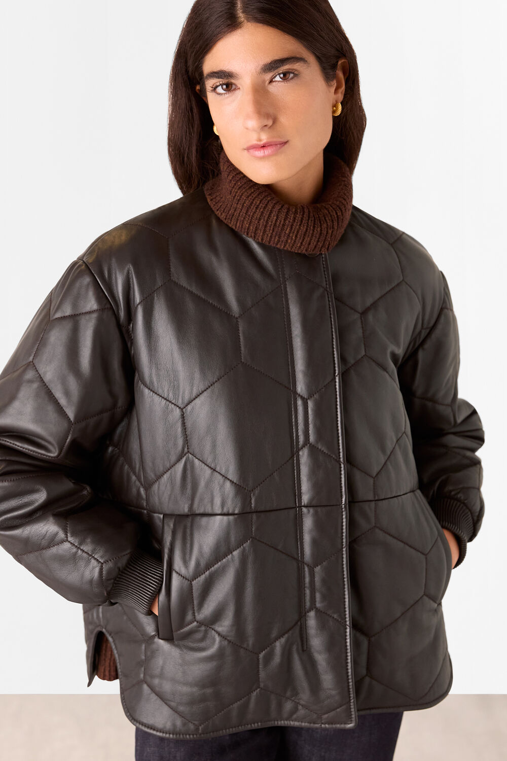 Burgundy Cleo Leather Quilted Jacket
