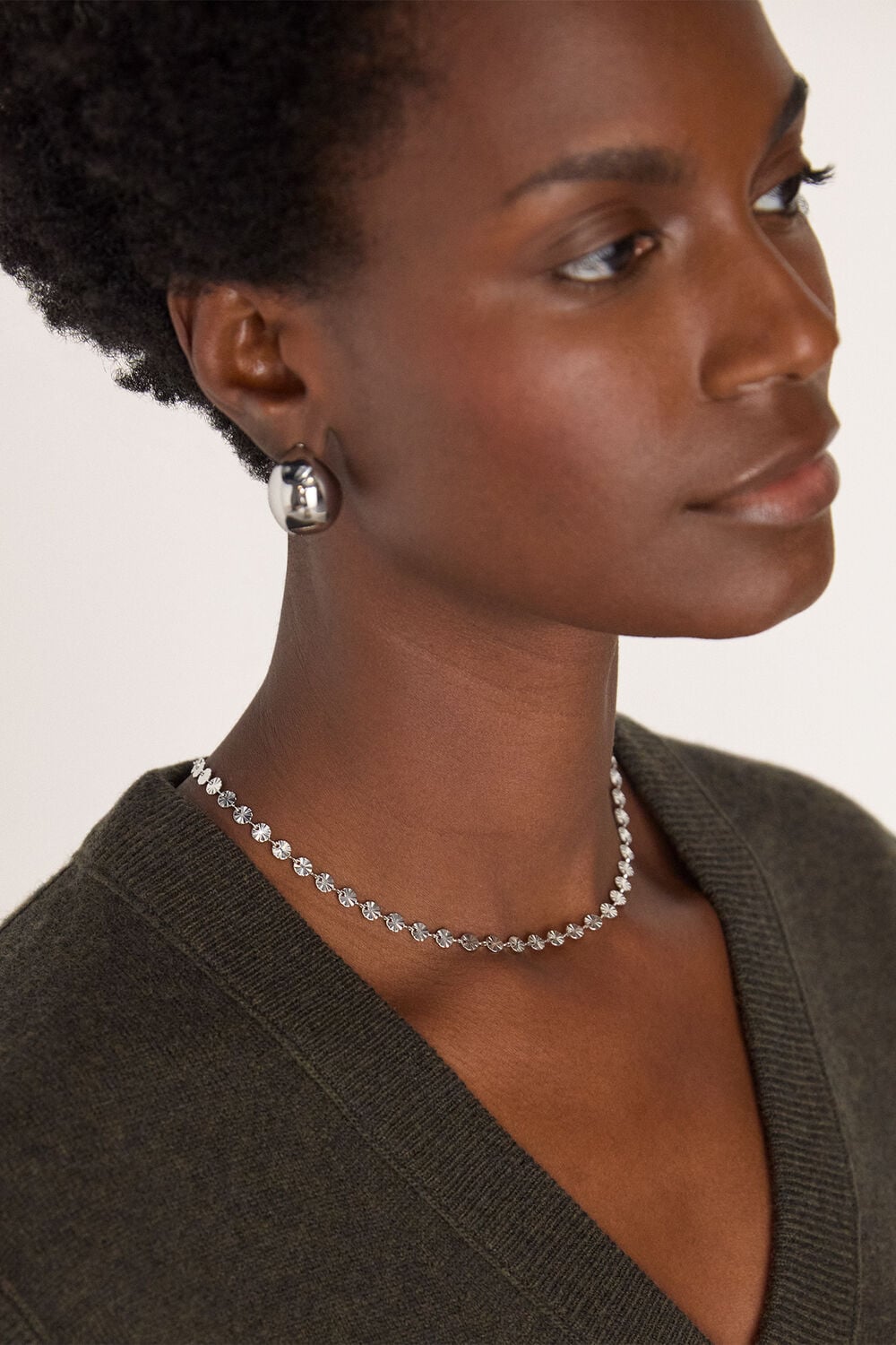 Textured Circle Chain Necklace
