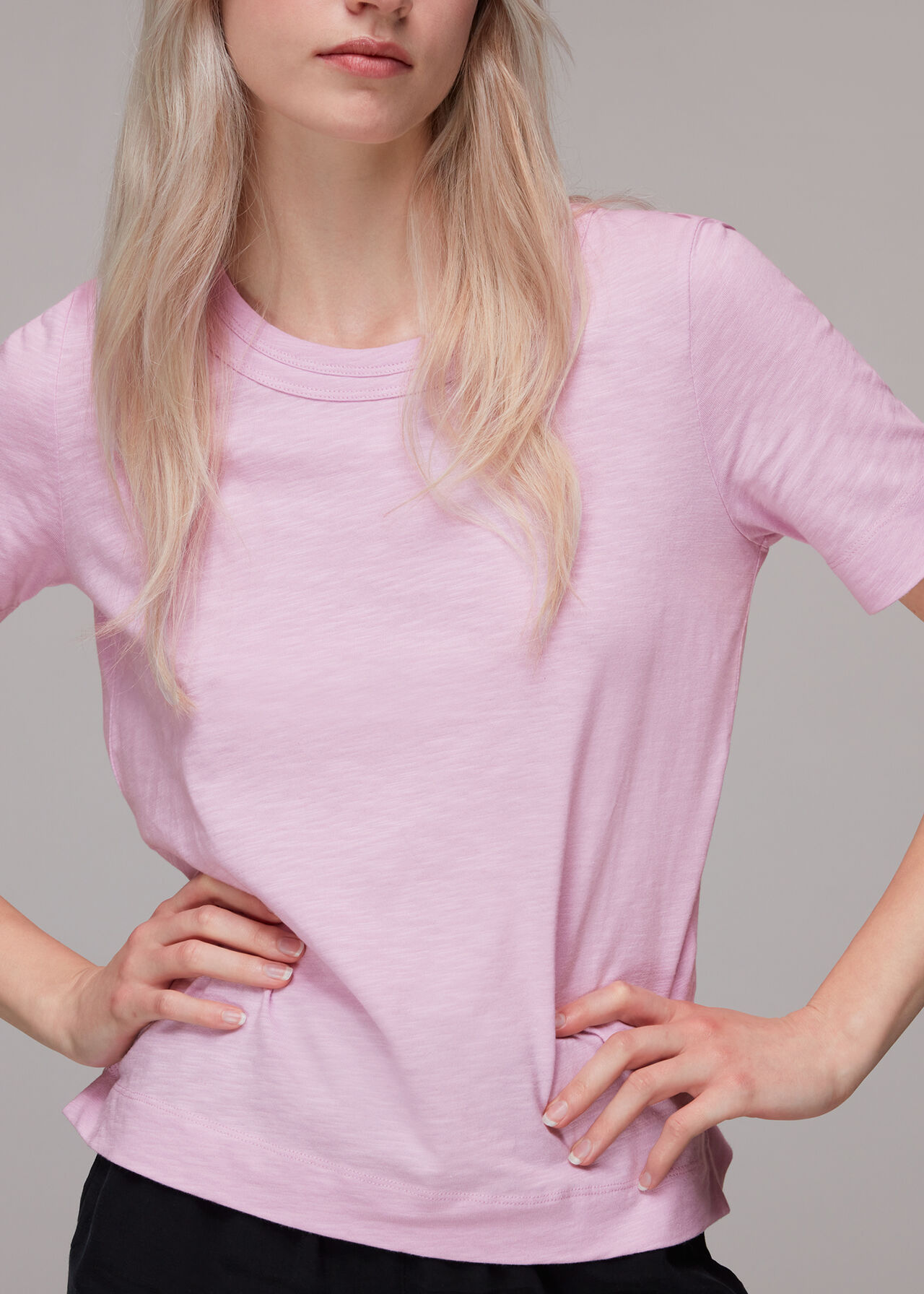 Lilac Rosa Double Trim T-Shirt | | WHISTLES