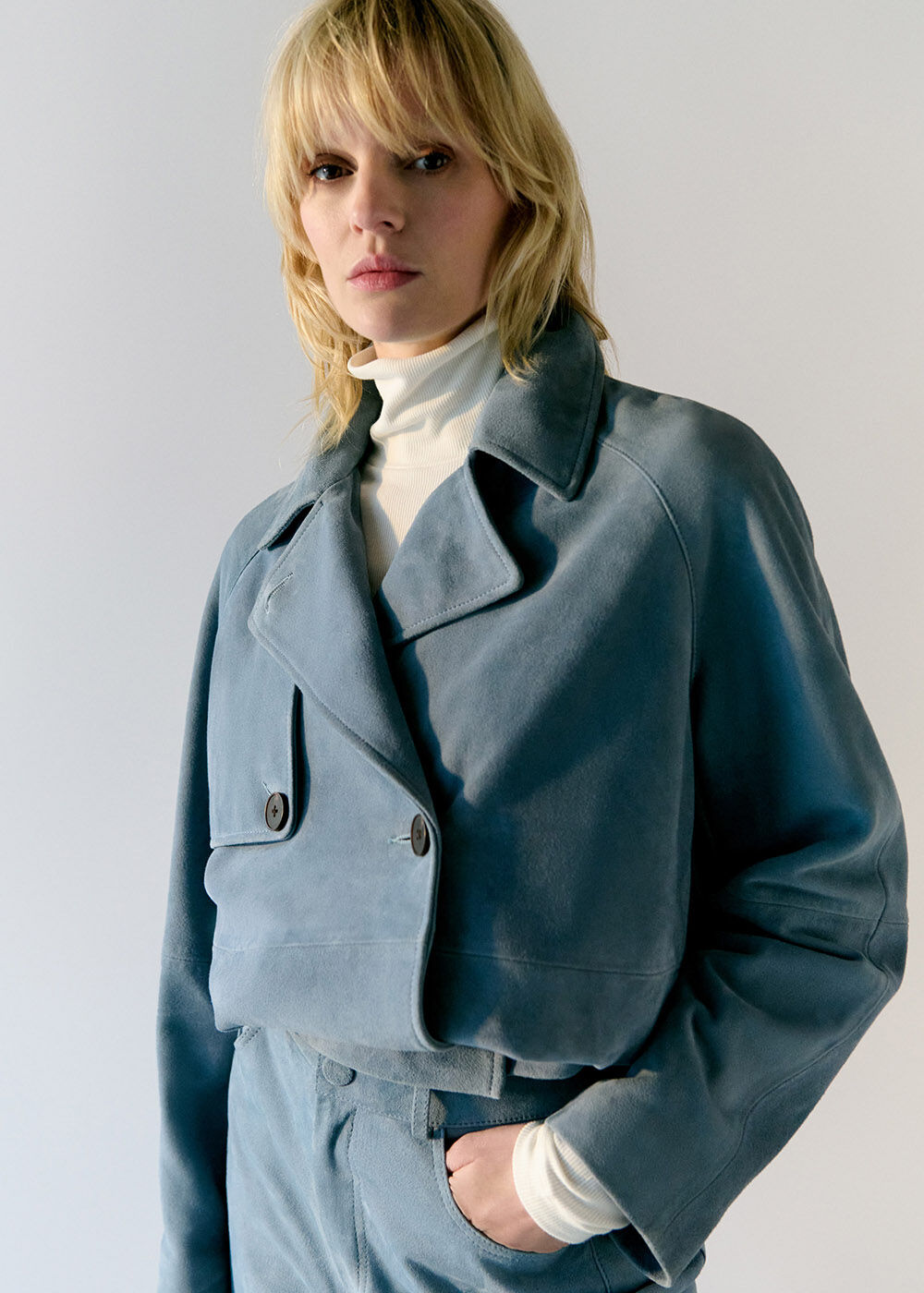 Suede Short Trench Jacket