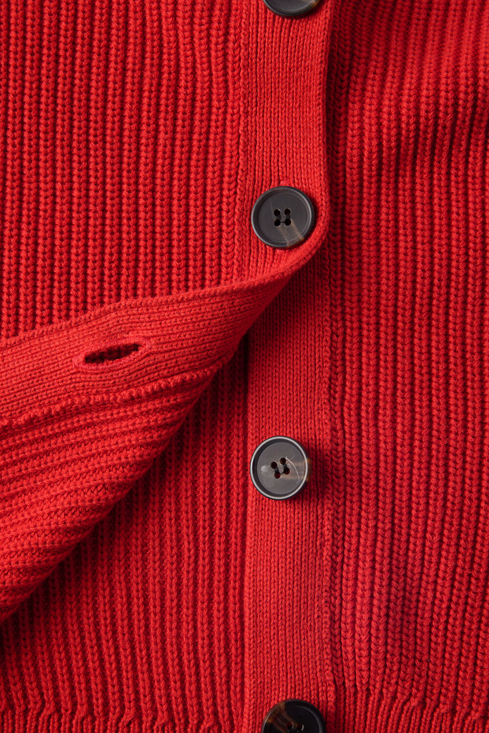 Red V Neck Cotton Cardigan