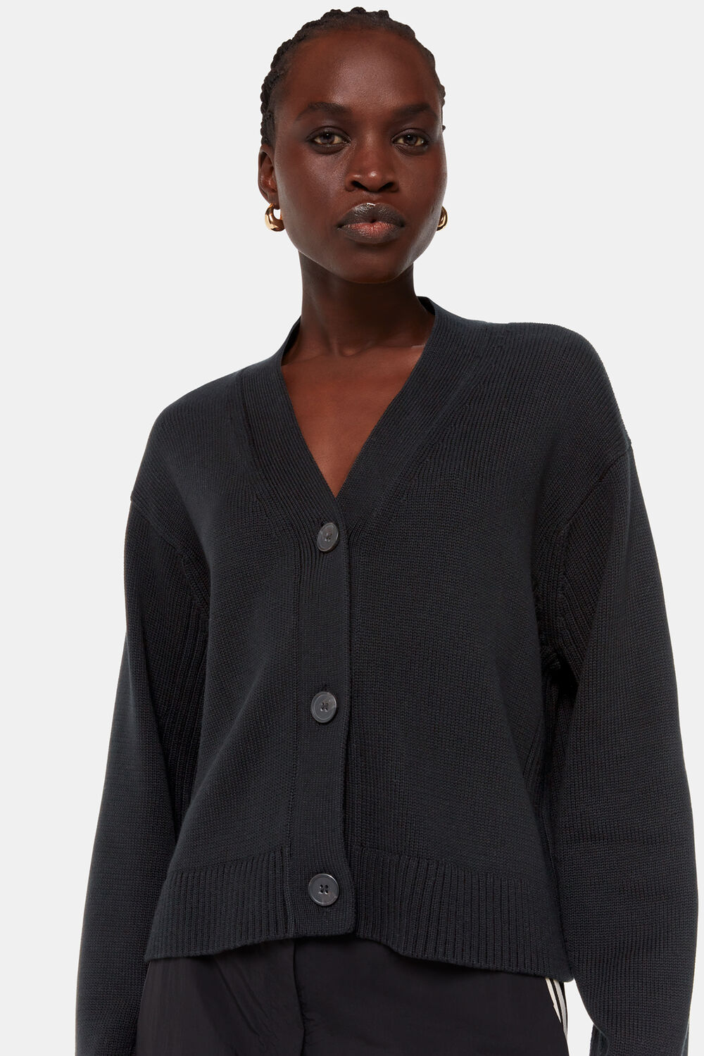 Black Nina Button Front Cardigan