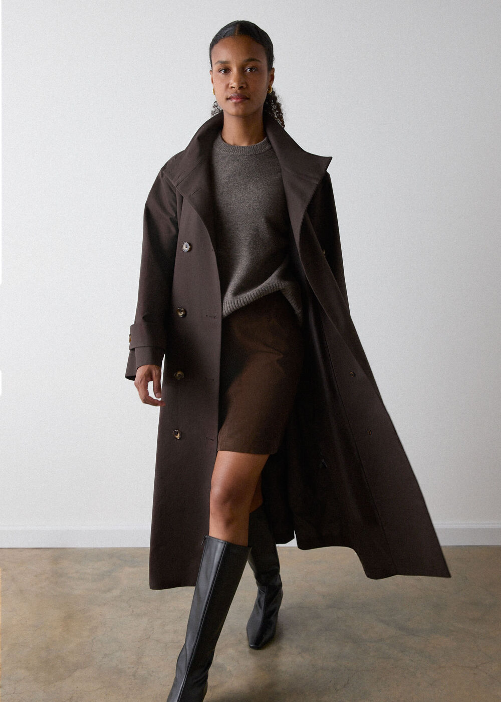 Funnel Neck Trench Coat