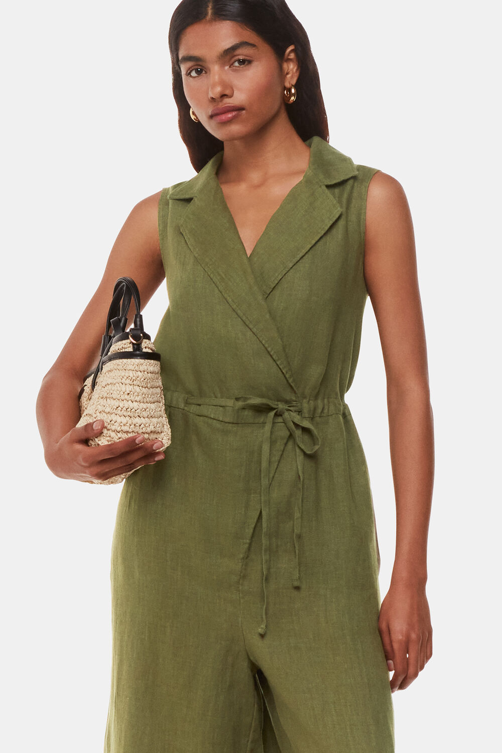 Petite Bella Linen Wrap Jumpsuit