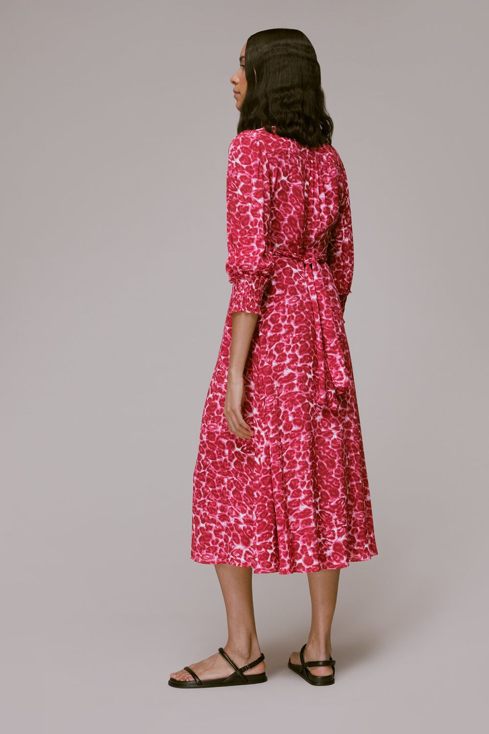 Clouded Leopard Shirred Dress