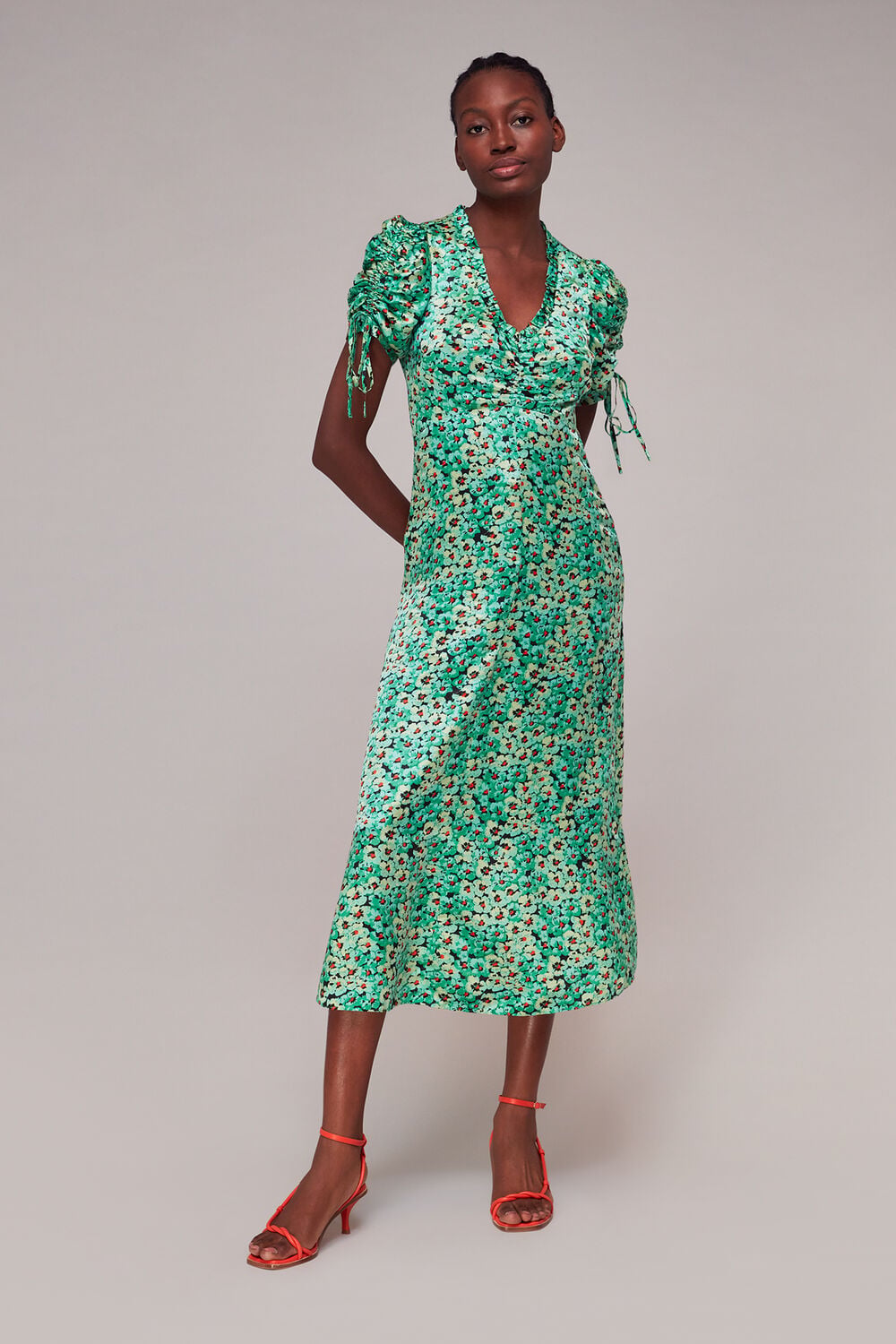 Green Pansy Meadow Silk Mix Dress