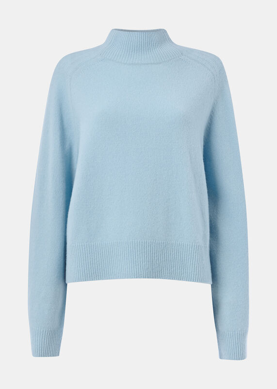 Pale Blue Wool Funnel Neck Knit