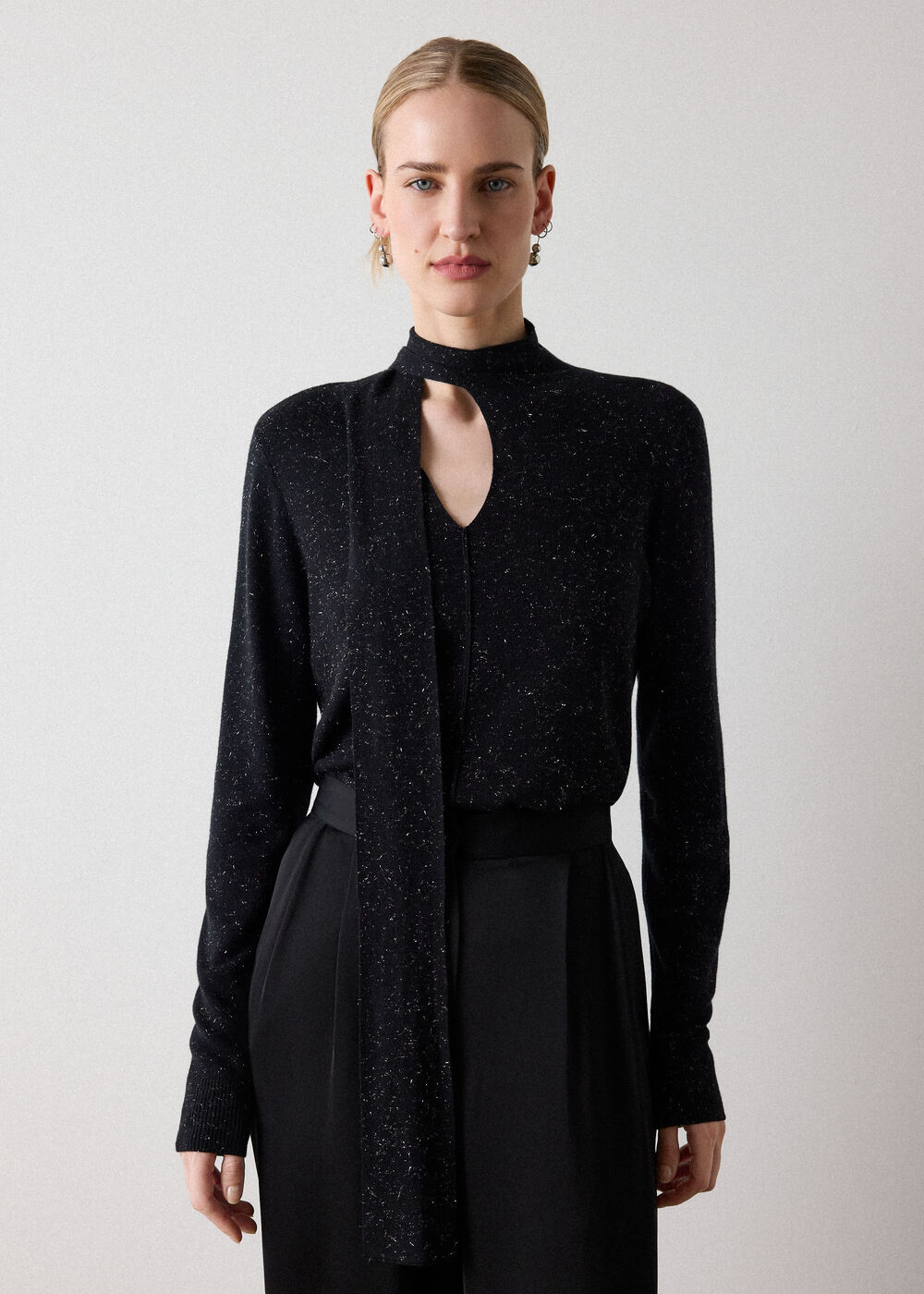 Black Annie Sparkle Tie Neck