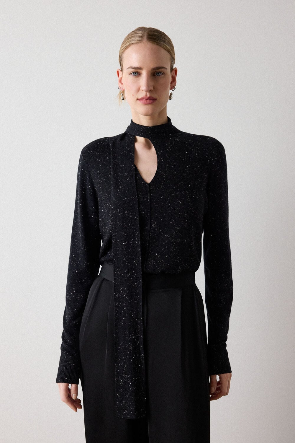 Black Annie Sparkle Tie Neck