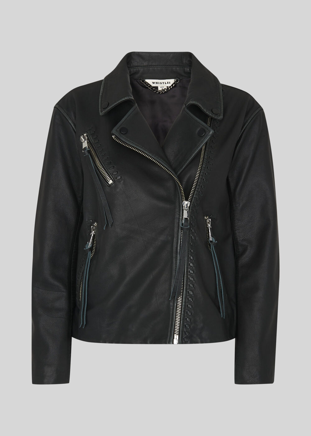 Tessa Tumbled Leather Biker Black