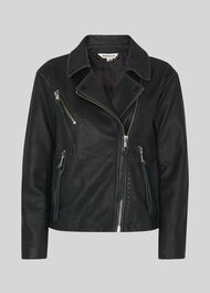 Tessa Tumbled Leather Biker Black