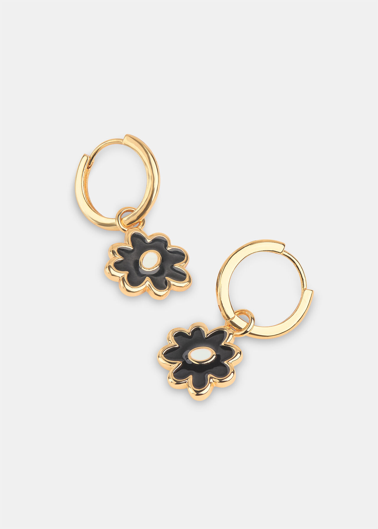 Enamel Flower Huggie Hoop