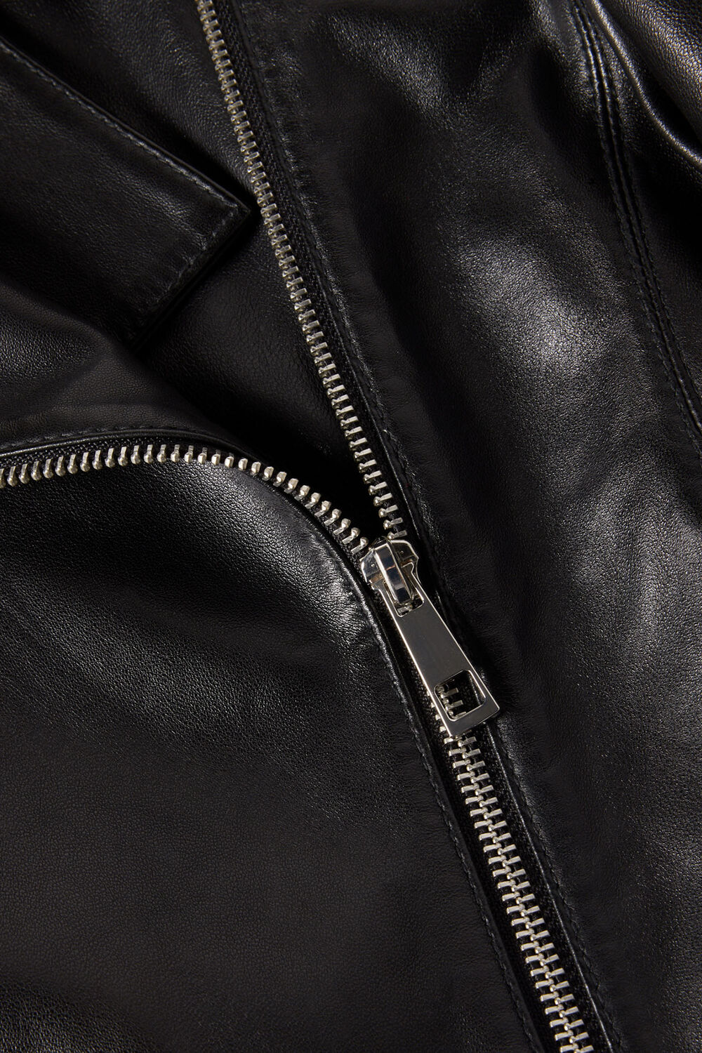 Black Clean Zip Leather Jacket