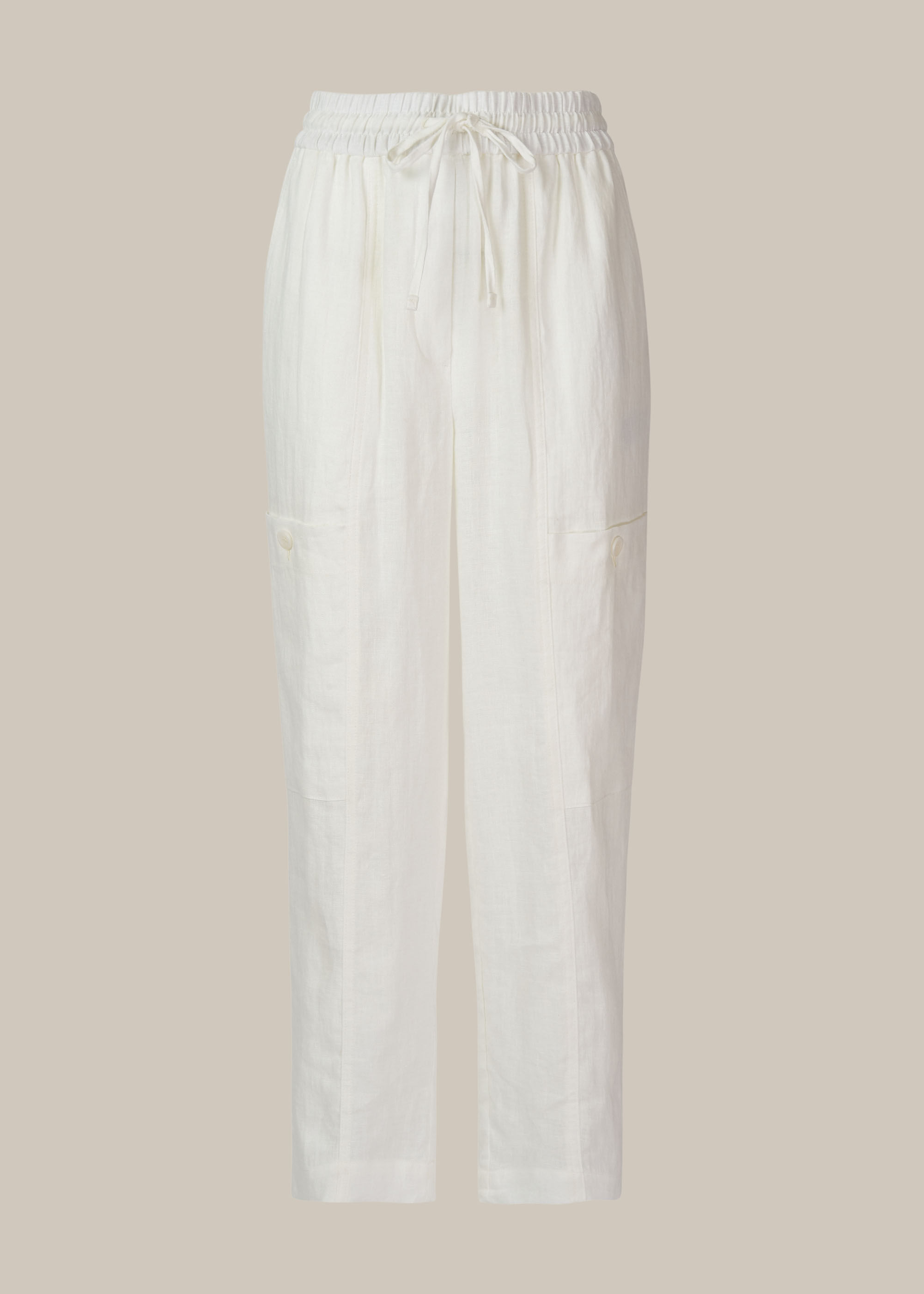 White linen cargo pants store