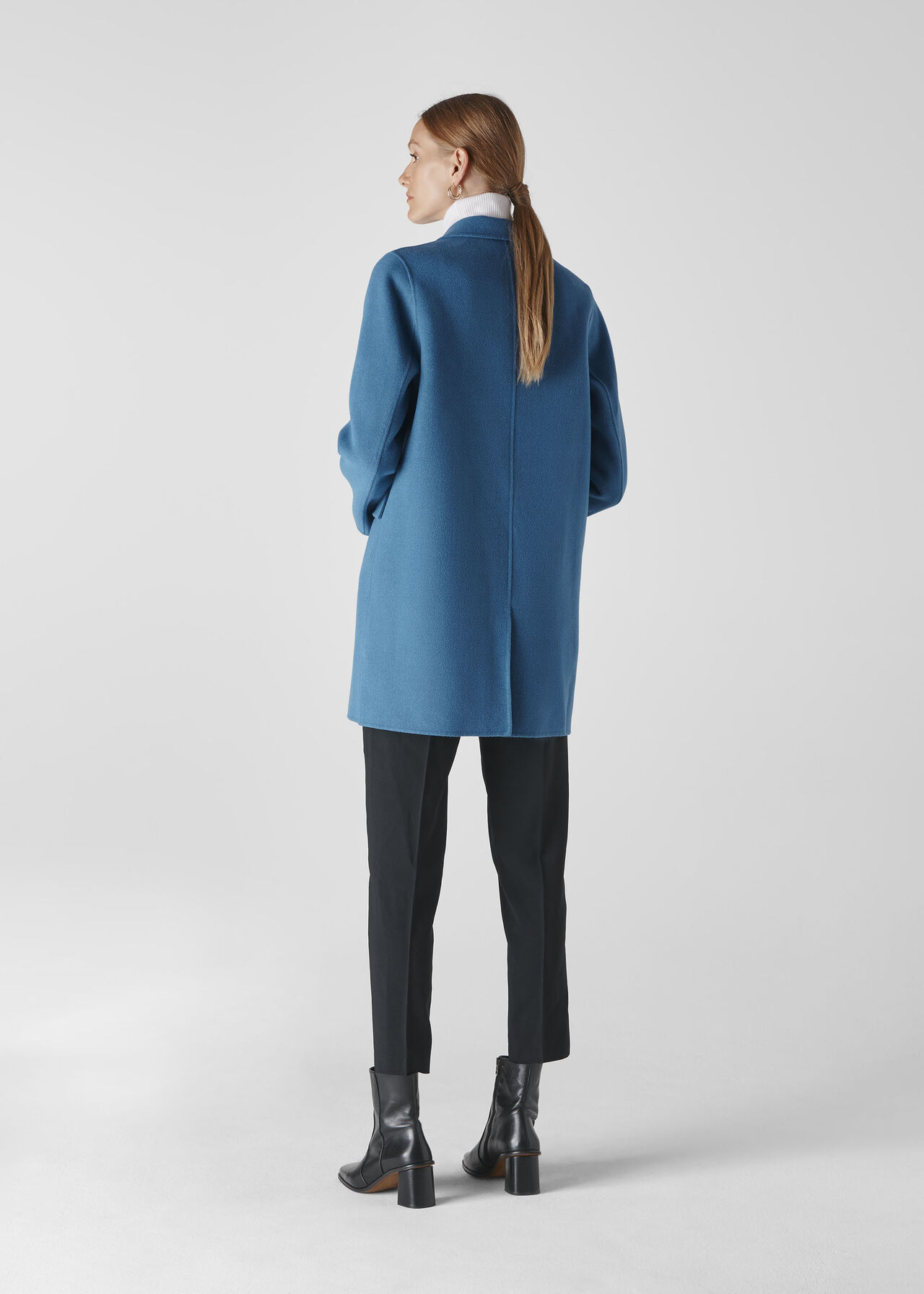 Double Faced Wool Coat Blue
