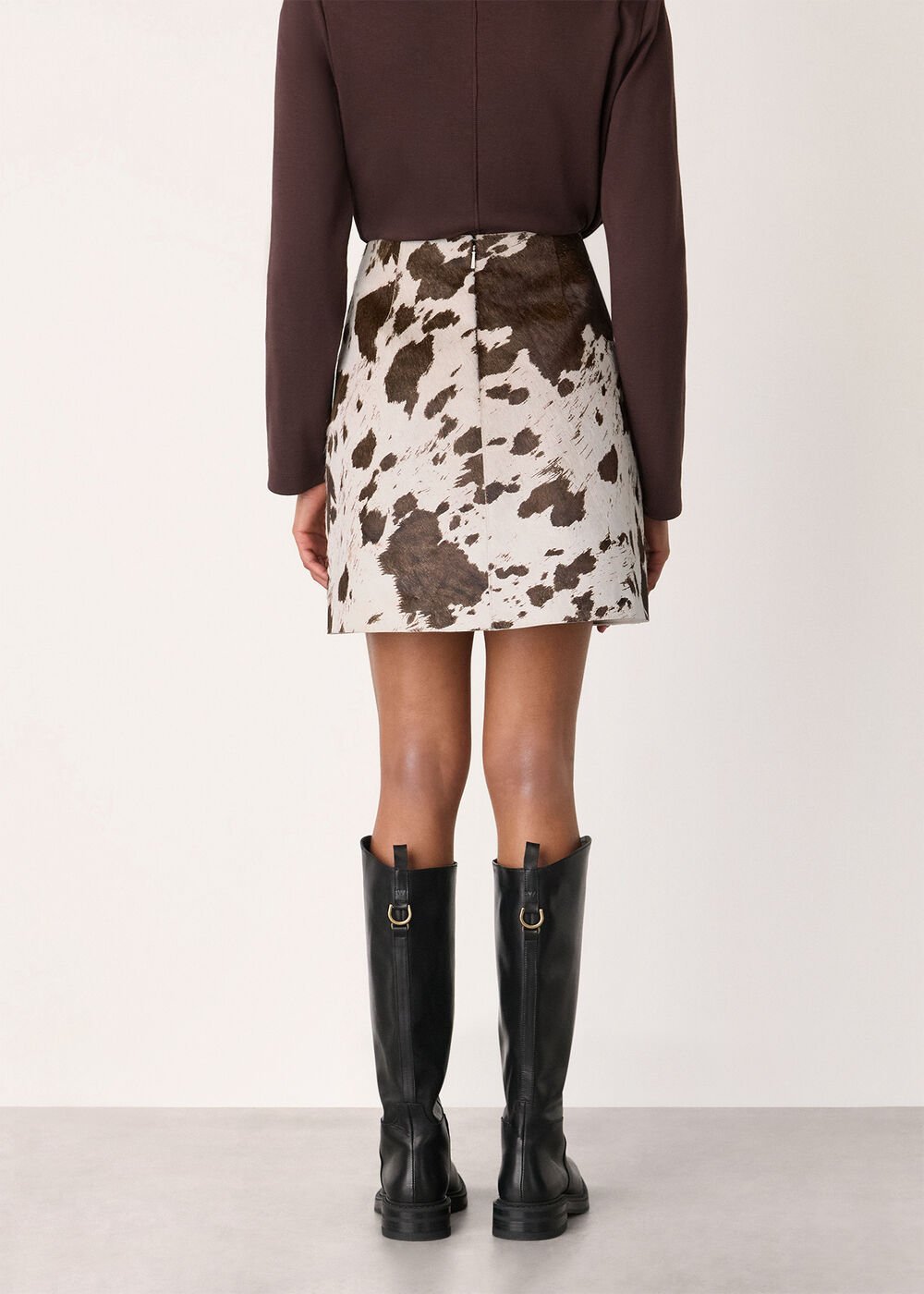 Cow Print A Line Skirt